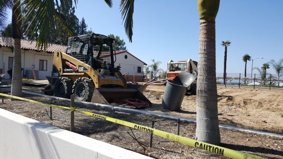 Construction is underway on the "pocket park" adjacent to the Video Lab. Photo: Lucy Parker
